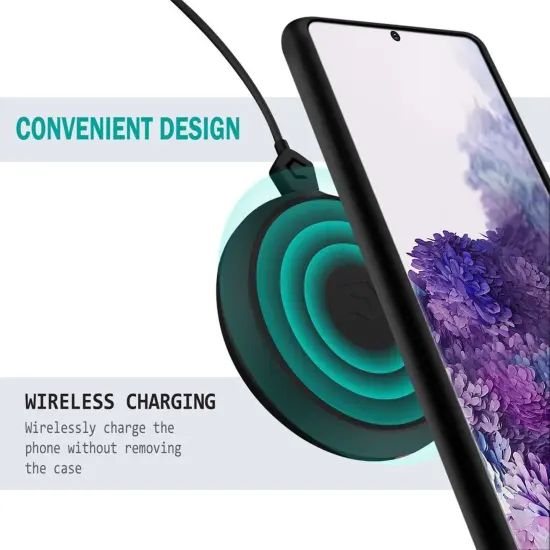 Matte Black Soft Flexible TPU Ultra Slim Phone Case Skin, Anti-Scratch Shockproof Compatible with Samsung Galaxy S20 Plus 6.7" / S20+ 5G by Insten {7}