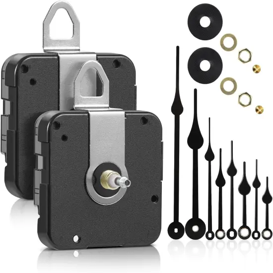2 Pieces 12888 High Torque Clock Movement for Wall Clock Mechanism Replacement, with 4 Pairs of Clock Hands,Shaft Length 18mm(45/64 inch) {1}