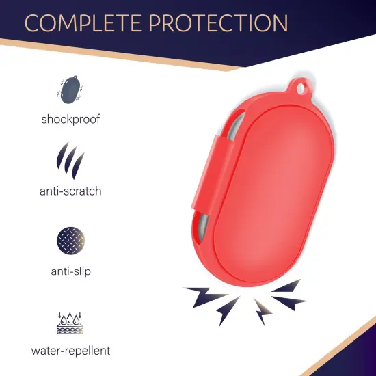 For Galaxy Buds+ / Buds Case, Protective Silicone Cover with Carabiner Keychain Compatible with Samsung Galaxy Buds+ Plus 2020 Buds 2019 Wireless Earbuds, Carmine Red by Insten {2}