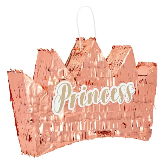 Rose Gold Princess Crown Pinata for Girls Birthday Party Decorations (Small, 14.8 x 3.0 x 10.3 In) Pink {1}