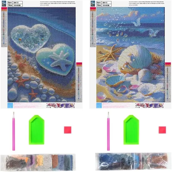 Beach Diamond Art Kits for Adults, 2 Set Beach Love Shell Sea Diamond Art Kits, 5D Full Drill Diamond Art Kit for Adults {3}