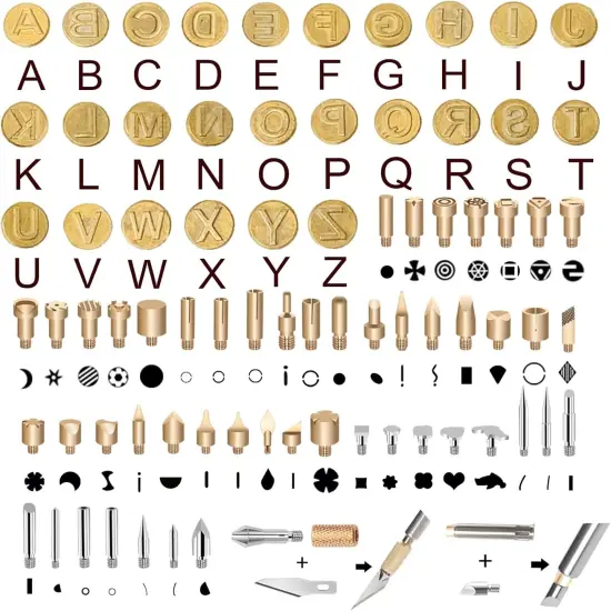 112Pcs Wood Burning Tips - Pyrography Wood Burning Kit Includes Wood Burning Tips Only Wood Burning Letters Wood Burning Stencils and Patterns for Embossing Carving DIY Adults Crafts Beginners {2}