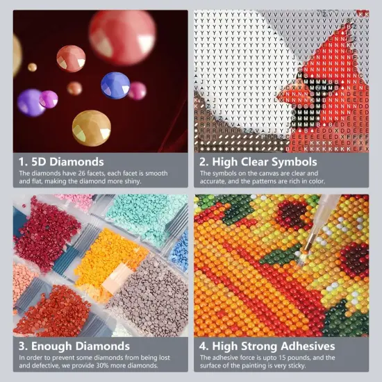 Diamond Painting Kits for Adults, Cardinal Diamond Art Kits, Full Drill Round Gem Art, DIY Snowscape Paint with Diamond Beads Crafts for Home Wall Decoration Gifts {4}