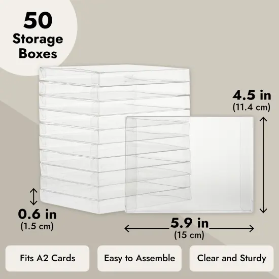50 Pack Greeting Card Storage Box, Clear Gift Boxes for Photos, Favors (4.5x6") {3}