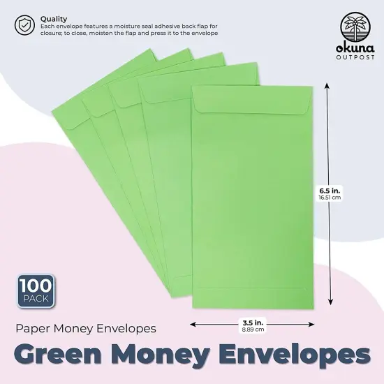Budgeting Envelopes for Cash, Coins, Money (3.5 x 6.5 In, 100 Pack) {3}