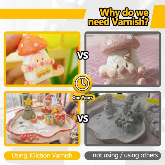 Air Dry Clay Glaze, Clay Varnish for Air Dry Clay/Polymer Clay Sealer, ResinCrete, Varnish for Pottery&Acrylic Paint, Waterproof & Stain Resistant, Design for Air Dry Clay Pottery (Clear Matte, 6OZ) {5}