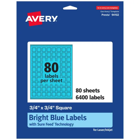 Avery Bright Blue Paper Labels, 0.75" x 0.75" Square {1}