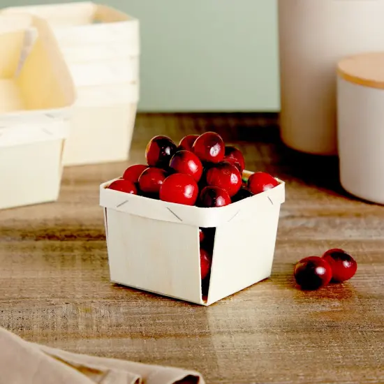 10 Pack 1-Pint Wooden Berry Baskets for Picking Fruit, Arts and Crafts, Decor, 4 Inch Square Vented Wood Berry Containers Brown {2}