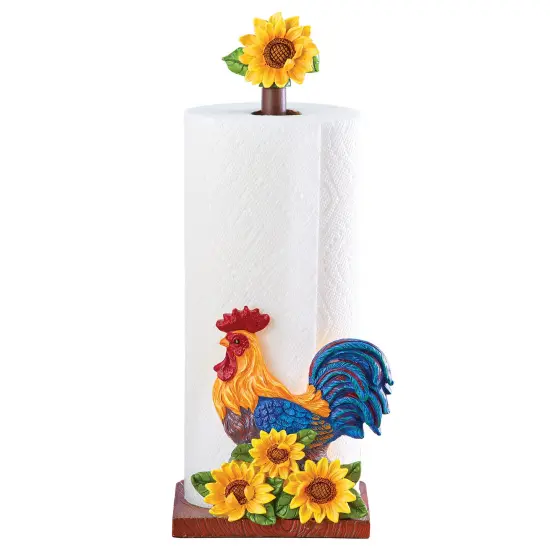 Collections Etc Rooster & Sunflowers Kitchen Paper Towel Holder {2}
