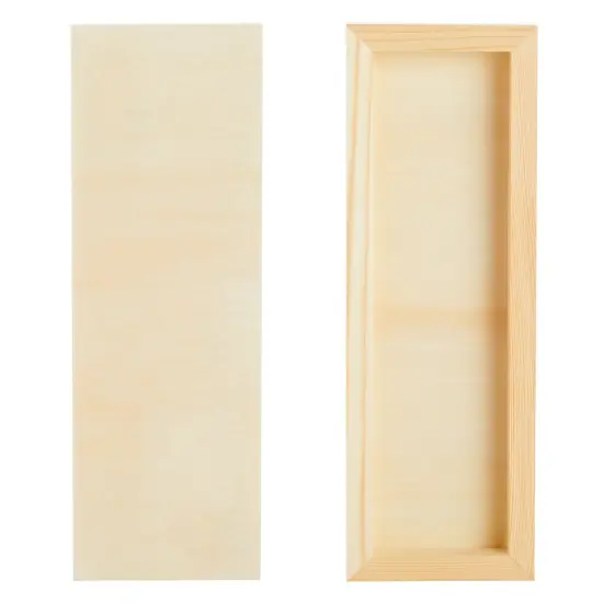 6 Pack Unfinished Wood Canvas Boards for Crafts, Wooden Panels for Painting (4 x 12 in) Brown {7}