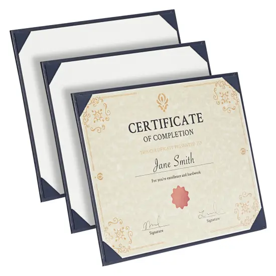3 Pack Navy Blue Certificate Holders with Stand, Single-Sided Document Holders for Diplomas, Awards, Certifications (fits 8.5 x 11) {1}