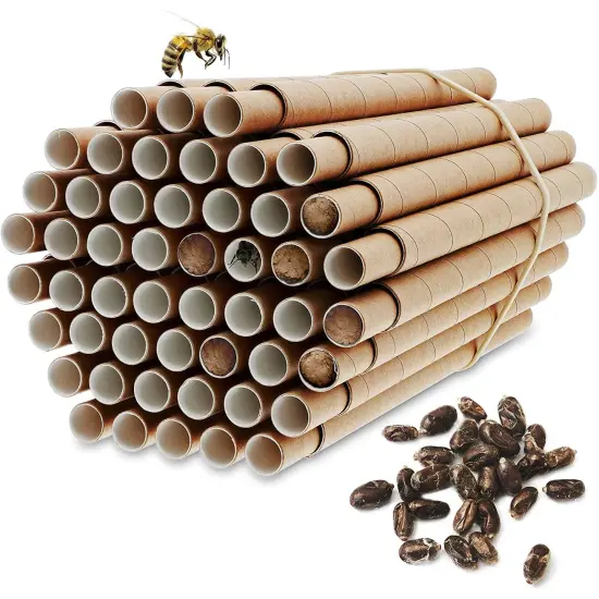 Bright Creations Mason Bee Nesting Tubes Refills (8mm & 10mm, 100 Pack, 50 Each) Brown {1}