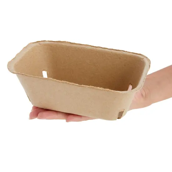 60 Pack Berry Baskets for Farmers' Market, Bulk Pulp Fiber Fruit Containers for Produce (1 Pint, 7.36 x 4.56 x 2.6 In) Brown {7}