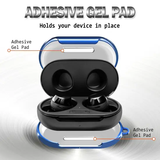 For Samsung Galaxy Buds / Plus Case with Keychain, Protective Earbuds Cover, Metallic Blue {4}