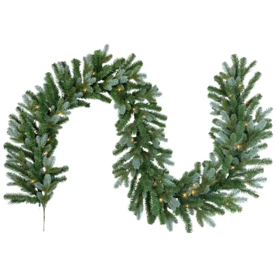 Northlight Pre-Lit Blue Spruce Artificial Christmas Garland - 9' x 14" - Clear Green {3}