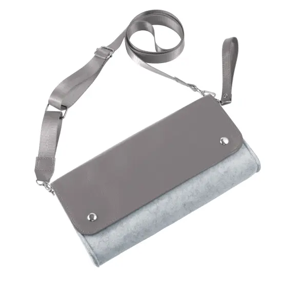 Insten Carrying Case Purse For Nintendo Switch and OLED Model, PU Leather Cover Travel Bag Sleeve Pouch, With Detachable Shoulder and Hand Strap For Girls Boys Women, Gray Grey {1}