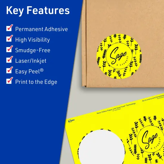 Avery Neon Yellow Paper Labels, 3.5" Diameter Round {2}