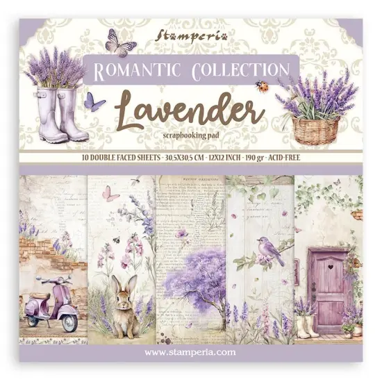 Stamperia Double-Sided Paper Pad 12"X12" 10/Pkg-Lavender, 10 Designs/1 Each {1}