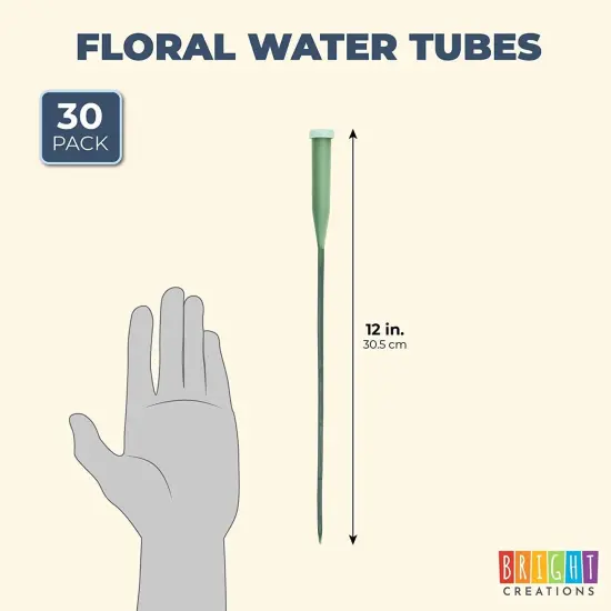 30 Pack Stem Water Tubes for Flowers with Caps, Extendable Vials for Floral Arrangements, Florist Supplies (12 In) {4}
