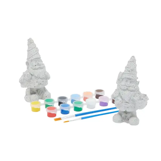 Gnomes Ceramic Painting Kit for Kids Adults and Teens with 3ml Paint Pod Strips, 2 Brushes, 2 Ready-To-Paint Ceramics Multicolor {6}