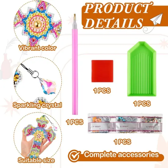 6 Pcs Cross 5D Diamond Art Kit for Adult DIY Painting Kit Religious Crystal Cross Diamond Bookmarks for Reading Lover Home Office School Project Read DIY Crafts Gifts, 6 Styles {4}