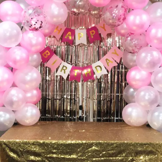 60 Packs 12 Inch Light Pink White Balloons with Confetti Balloons {2}