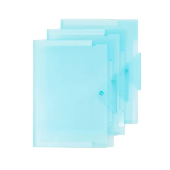 3 Pack Expanding File Folder, Pocket Document Organizer with Snap Closure and Labels (Letter Size, Blue) {6}