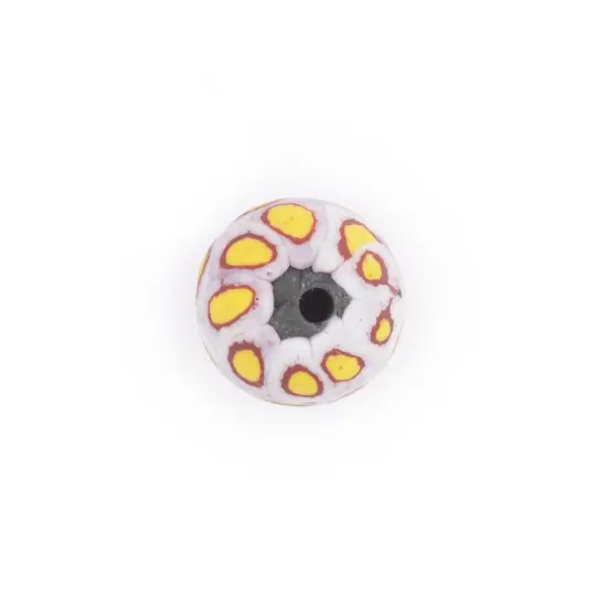 The Bead Chest Yellow White Mosaic Jatim Java Bead (Single Bead, 20mm) {3}