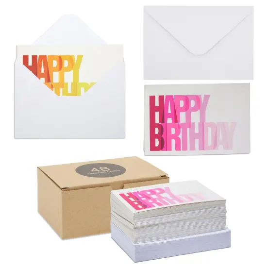 48 Pack Happy Birthday Cards with Envelopes, 4x6 inch Bulk Birthday Card Set for Kids, Students and Teachers (6 Colorful Assortment) Multicolor {7}