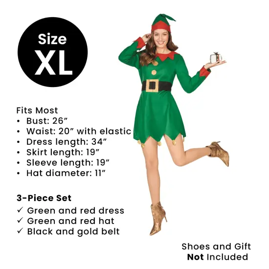 Northlight Women's Red and Green 2-Piece Elf Costume- Size XL {6}