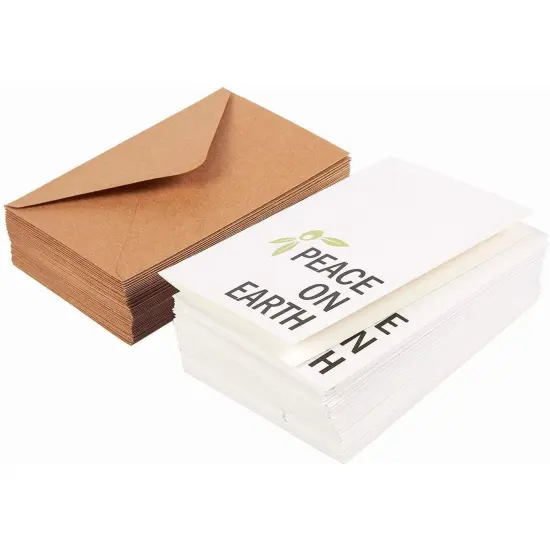 48-Pack Merry Christmas Greetings Cards with Envelopes Set, 4x6 Xmas Note Cards Box Set for Festive Seasons, Holiday Cards Bulk, 6 Minimalistic Designs White {7}