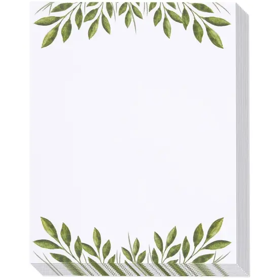 48 Pack Leaf Themed Stationery Writing Paper Set, Letter Size(8.5 x 11 In) White {1}