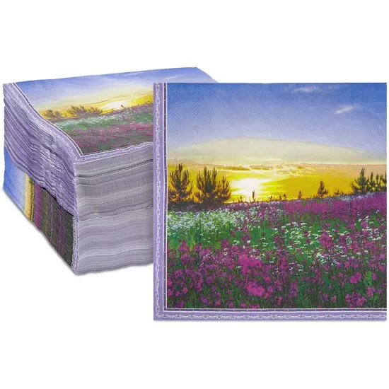 Sunrise Paper Napkins for Garden Party, Birthdays (6.5 x 6.5 In, 150 Pack) Purple {1}