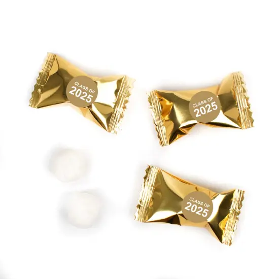 Gold Graduation Candy Mints Party Favors Individually Wrapped Buttermints Class of 2025 - 55 Pcs {1}