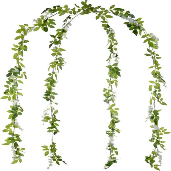 4Pcs 6.6Ft/Piece Summer Artificial Flowers Silk Wisteria Garland Artificial Wisteria Vine Rattan Silk Hanging Flower {3}