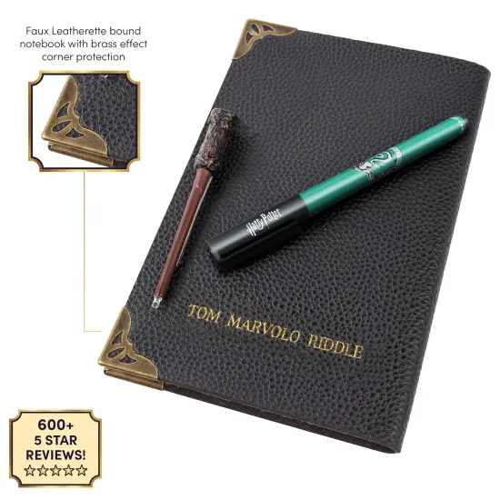 Wizarding World: Tom Riddle's Diary - Secret Replica Notebook, Slytherin House Invisible Ink Pen, Magic UV Reveal Mini Wand, Harry Potter Collectible {3}