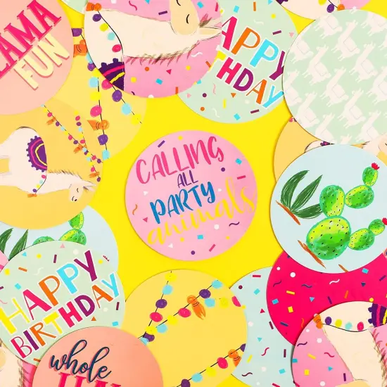 Llama Confetti for Baby Showers, Birthday Parties (10 Designs, 100 Pack, 3 in.) Multicolor {3}