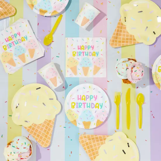 Ice Cream Birthday Party Decorations, Plastic Tablecloth (54 x 108 In, 3 Pack) Multicolor {2}