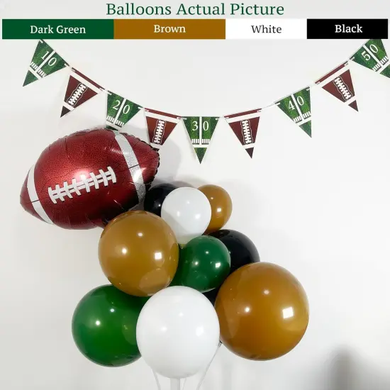 128Pcs Football Party Balloon Arch Garland Kit: Dark Green, Brown, White & Black Balloons with Football Foil Balloon and Banner for Super Bowl Party, Game Celebrations & Sports Themed Events {3}
