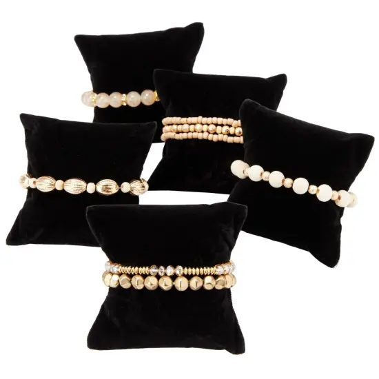 12 Pack Velvet Bracelet Cushion Pillows for Watches and Bangles, Jewelry Display for Selling, Black (3 x 3 In) {5}