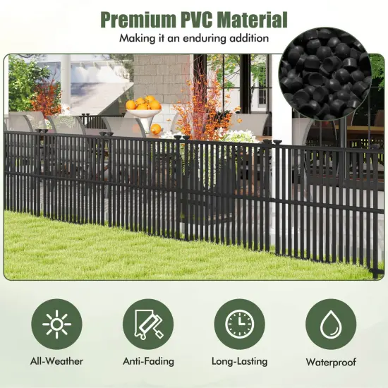 Costway 2/4 PCS Air Conditioner Fence Panels with Metal Ground Stakes No Dig Trash Can Enclosure Black {6}
