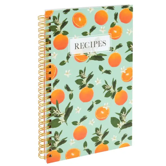Pipilo Press Blank Recipe Book to Write in Your Own Recipes, 120 Pages, 8 Sections, Floral and Orange Theme, Laminated Hardcover (5.5 x 8.5 In) {5}