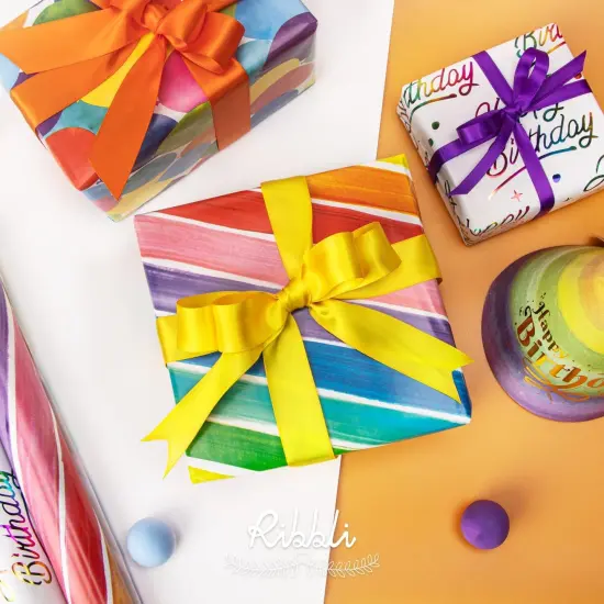 Birthday Wrapping Paper 3 Rolls Colorful Balloon Stripe and Iridescent Happy Birthday Wrapping Paper {4}