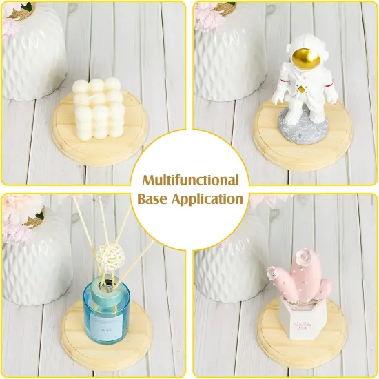 4 Pieces Wooden Round Plaque Unfinished Natural Wood {3}