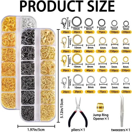 Jump Rings for Jewelry Making 2143pcs Open Jump Rings and Lobster Clasps Necklace Bracelet Jewelry Repair Kit with Pliers Tweezers Jump Ring Opener {2}