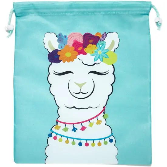 Juvale 12-Pack Drawstring Llama Party Favor Bags for Fiestas and Birthday Parties, 10.1 x 12 Inches Blue {5}