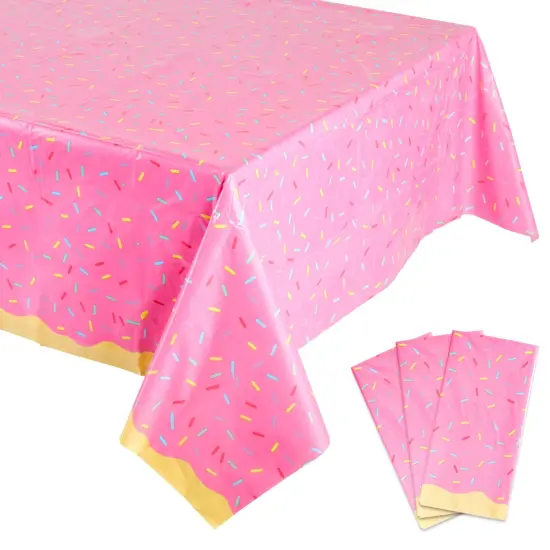 Donuts Birthday Party Table Covers (Pink, 54 x 108 in, 3 Pack) {1}