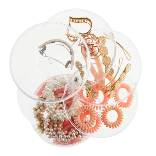4 Tier Stackable Hair Accessories Organizer for Hair Ties, Bows, Clips, Scrunchies, Clear 360&deg; Holder (4.5 x 6.9 In) {6}