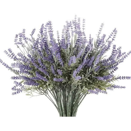 Artificial Lavender 4-Piece Bundle &ndash; Lifelike Faux Silk Plants for Crafting or Home Decor &ndash; Great for Pairing With Other Fake/Dried Flowers like Purple Roses to Create Wedding Bouquets {1}