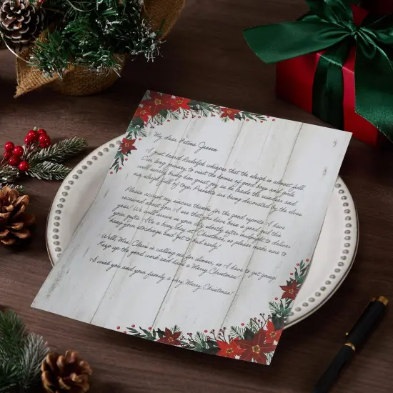 Pipilo Press 100 Sheets Poinsettia Flower Christmas Stationery Paper for Writing Letters, 8.5x11 Printer Friendly Festive Holiday Stationary to Make Personalized Greetings for Friends and Family Multicolor {2}